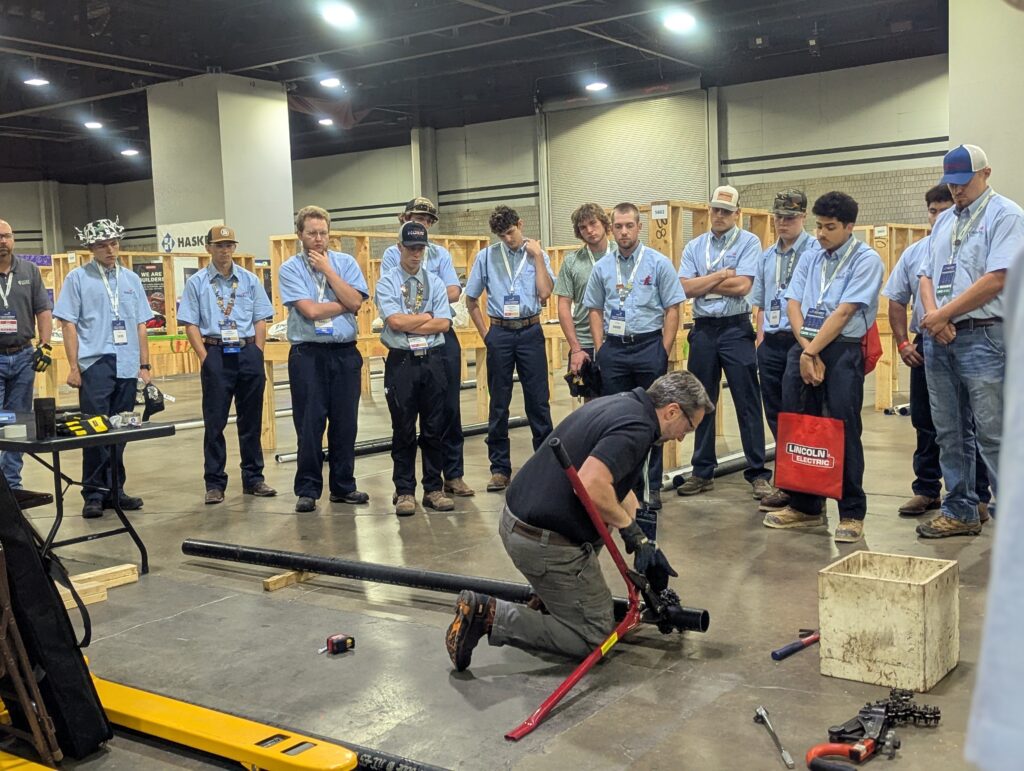 SkillsUSA contestants receiving instruction before the event.